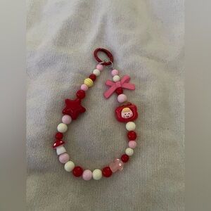 Cute Pink and Red Beaded Phone Wristlet